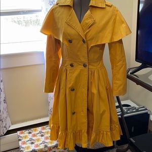 Yellow Ruffle Trench Coat